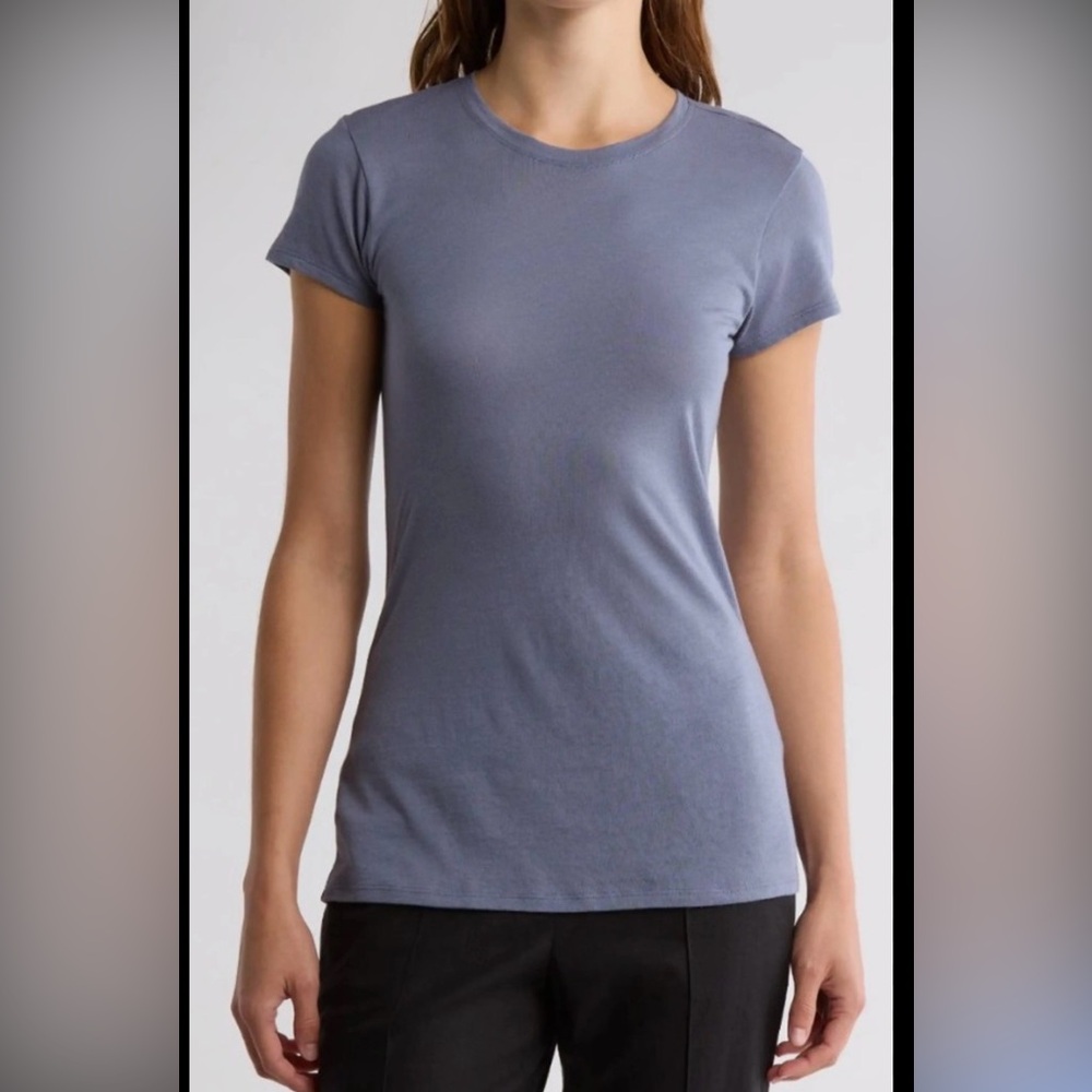 VINCE WOMEN'S LITTLE BOY PIMA COTTON BLEND T-SHIRT IN IRIS WATER NWOT- XL